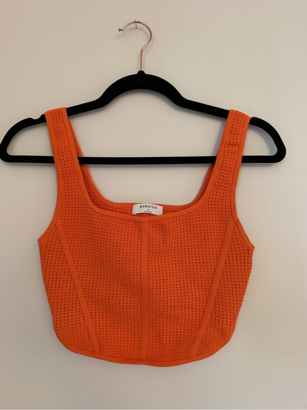 Babaton Bright Orange Knit Cropped Tank